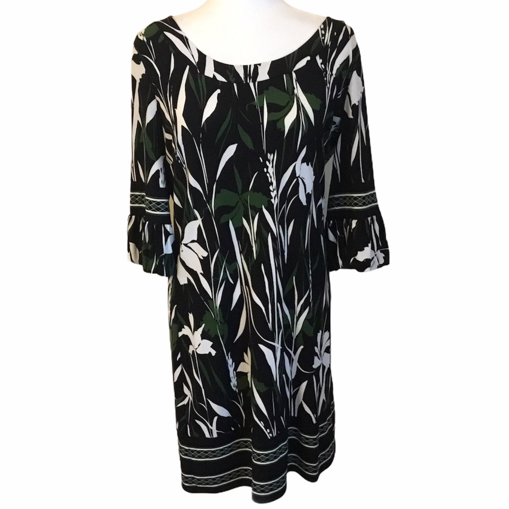 Ann Taylor LOFT Floral Bubble Sleeve Dress 8